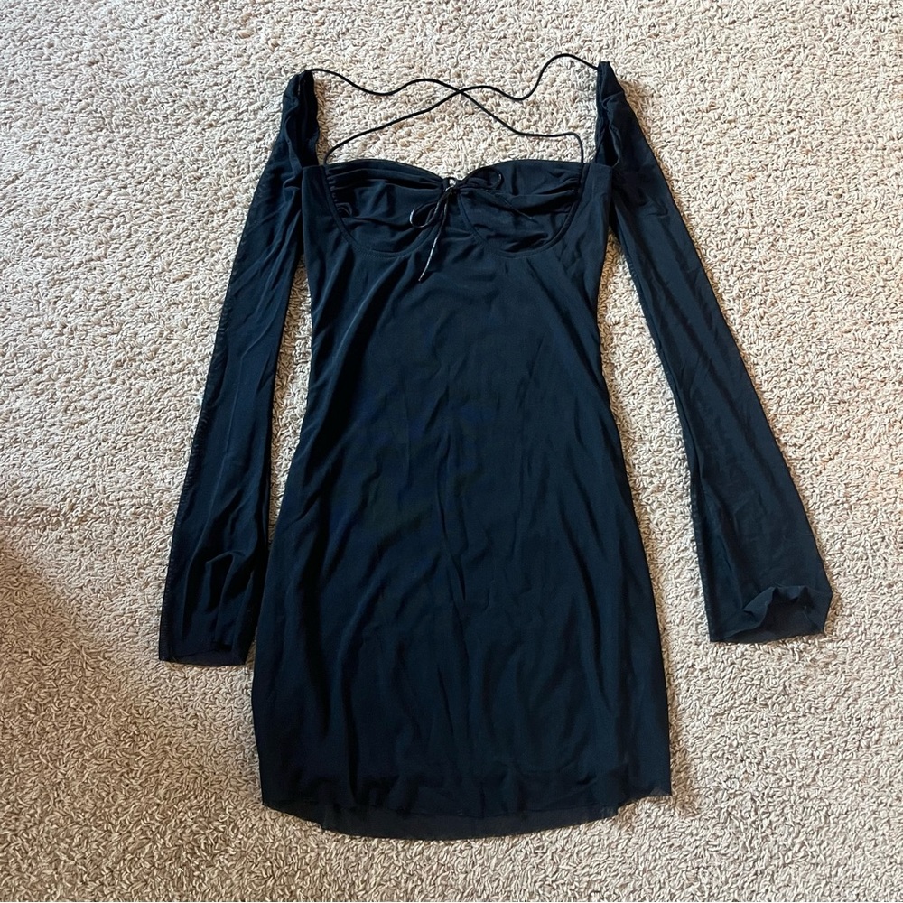 Black flare sleeve dress